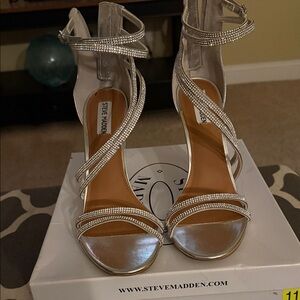 Steve Madden Glittering Silver Strappy Heels
